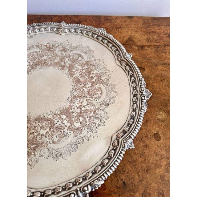 Late 19th Century Large Antique Victorian Silver Plated Tray, 1880 For Sale - Image 5 of 7