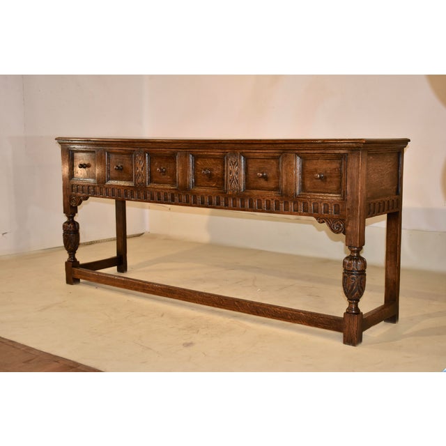 1900 - 1909 Period Edwardian English Oak Sideboard, C. 1900 For Sale - Image 5 of 8