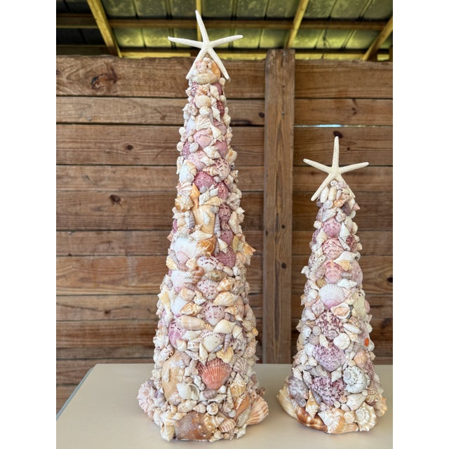 Custom Coastal Organic SculpturauSeashell Holiday Cone Trees – Pair For Sale - Image 9 of 12