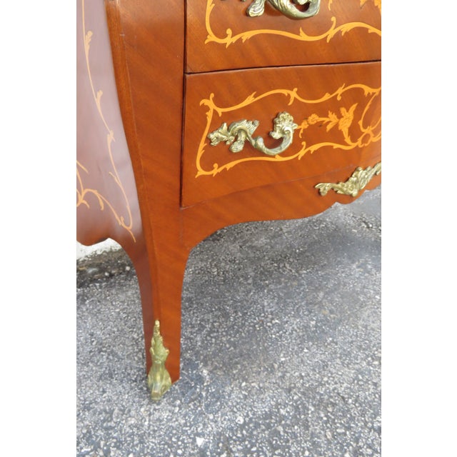 French Marble Top Bombay Serpentine Inlay Commode Dresser Bathroom Vanity 6230 For Sale - Image 10 of 17