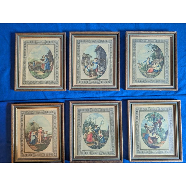 1940s Set of 6 Small Framed Sidney Z Lucas Prints - Months of the Year - English Country Pastoral Art For Sale - Image 11 of 11