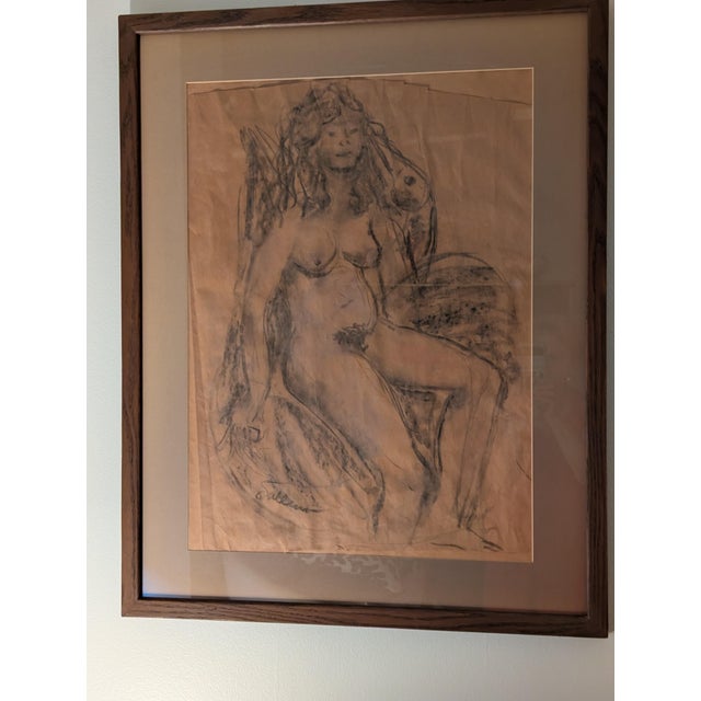 Mid-Century Modern Mid 20th Century Signed Charcoal/Pencil Drawing on Paper by Charles Salerno For Sale - Image 3 of 4