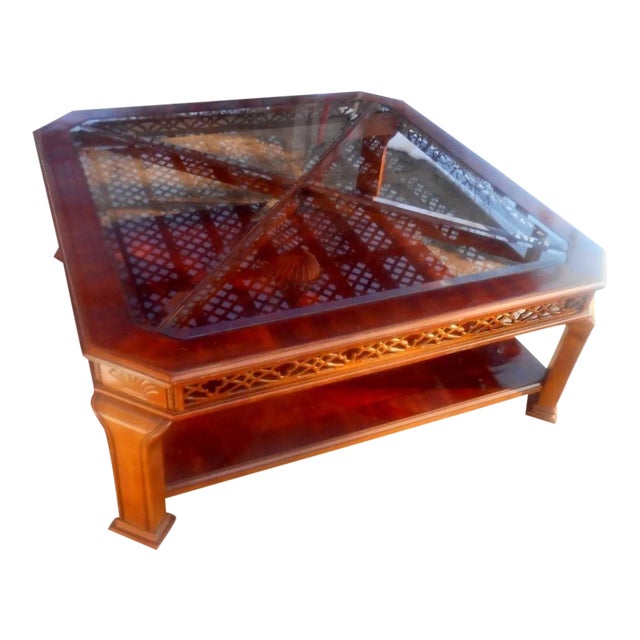 MidCentury Modern Mahogany & Beveled Smoke Glass Coffee Table Chairish