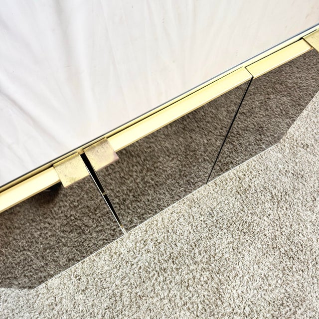 1980s 1980s Postmodern Smoked Mirror and Gold Credenza For Sale - Image 5 of 8