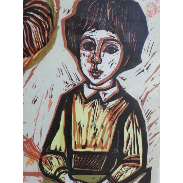 Irving Amen Irving Amen "Eyes of Wonder #3" Signed Artist Proof Framed Woodblock Print For Sale - Image 4 of 11