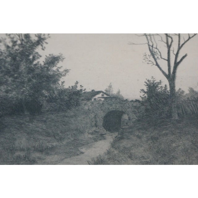 Late 19th Century Late 19th Century Antique George William Bohde Signed Stone Bridge Dutch Landscape Etching 16", Framed For Sale - Image 5 of 10