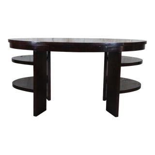 Late 20th Century Thomas O'Brien for Hickory Chair Modern Mahogany Library Table with Shelving For Sale
