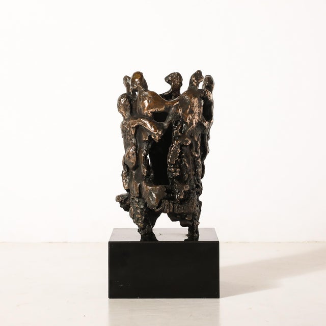 Metal Mid-Century Original Bronze Sculpture, Figures in Hora Dance Signed Chaim Gross For Sale - Image 7 of 13
