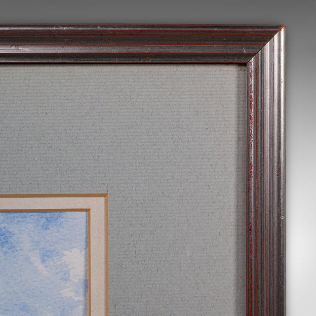 Glass Vintage Beach Landscape Painting, English School Watercolour, Nautical Art, 1991 For Sale - Image 7 of 9