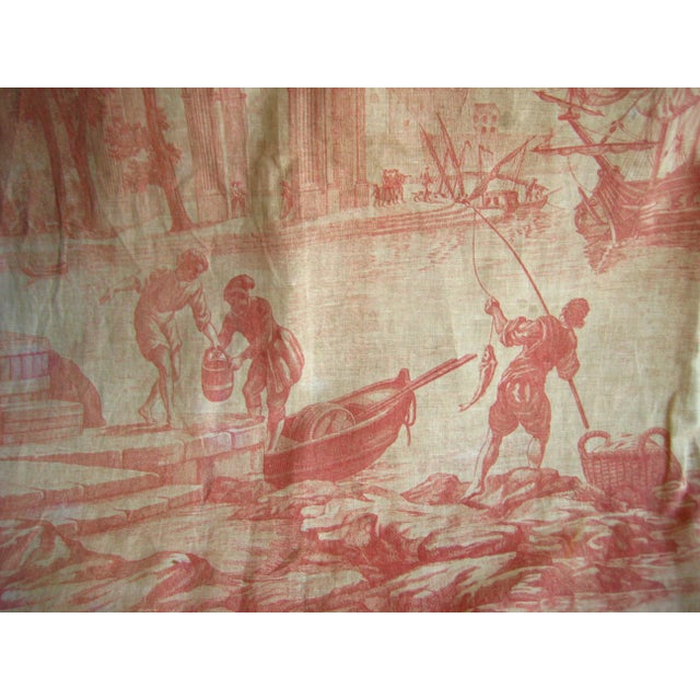 French French Toile Wall Hanging Tapestry Harbor Scene 18 Century For Sale - Image 3 of 16