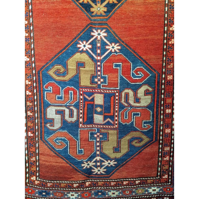 Late 19th Century Antique Cloudband Kazak Area Rug, Hand-Knotted Wool, Geometric Design, 1800s For Sale - Image 5 of 10