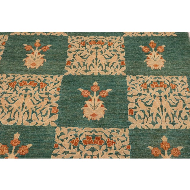 1990s Bohemien Ziegler Green Tan Hand-Knotted Wool Rug - 9'11'' X 13'6'' For Sale - Image 5 of 8