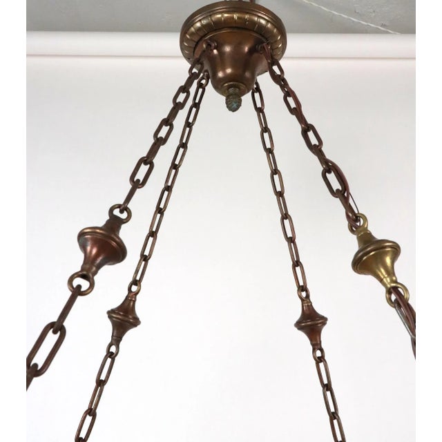 Mid 20th Century Arts & Crafts Iridescent Slag Glass Bowl Pendant Light For Sale - Image 11 of 12