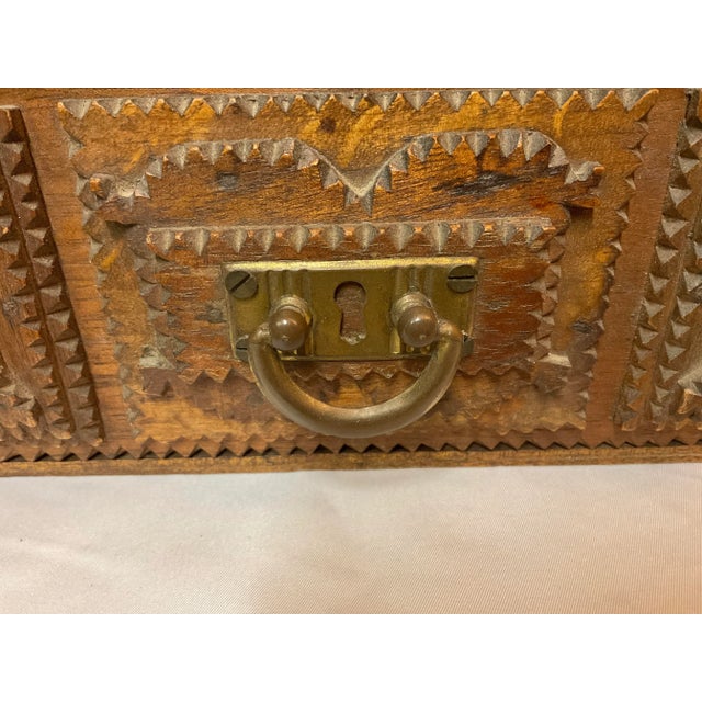 Mid 19th Century Mid 19th Century Hand Carved French Tramp Art Box For Sale - Image 5 of 9