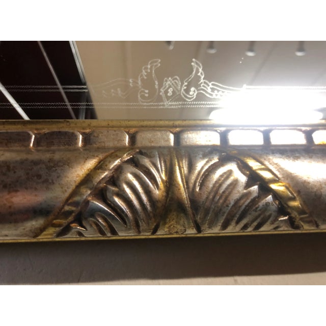 Italian Hand-Engraved Mirror in Gold and Silver Leaf For Sale - Image 4 of 11