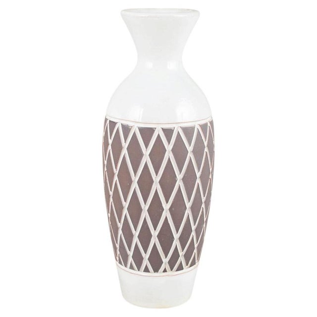 1960s Tall Vase in Glazed Faience with Caro Pattern from Gabriel, Sweden, 1960s For Sale - Image 5 of 5