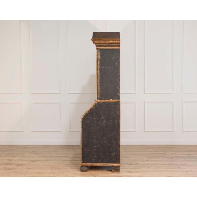 Baroque Secretary with Black Exterior and Blue Interior, Circa 1760 For Sale - Image 9 of 16