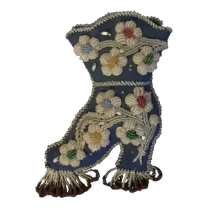 Antique 19th Century Native American Indian Iroquois Style Shoe or Boot Form Wall Pocket Decorated With Glass Trade Beads