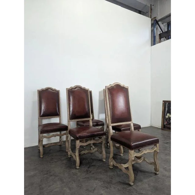Spanish Renaissance Style Chairs in Limed Oak, Set of 6, in Very Good conditions.