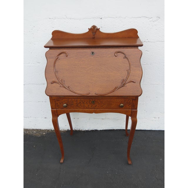 This Secretary Desk is made out of wood, solid wood, and solid oak. This Secretary Desk has a Traditional style design, it...