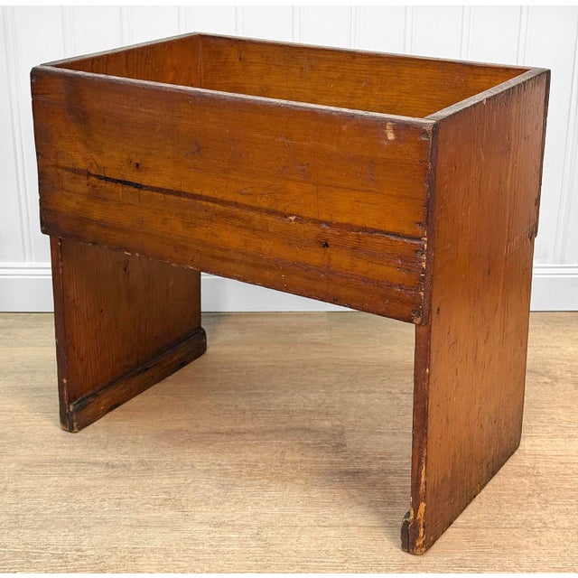 Early 20th Century Antique Farmhouse Pine Bread Dough Box Trough Stand - 24" For Sale - Image 5 of 12