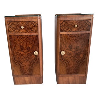 Art Deco Bedside Cabinets in Walnut, 1930, Set of 2 For Sale