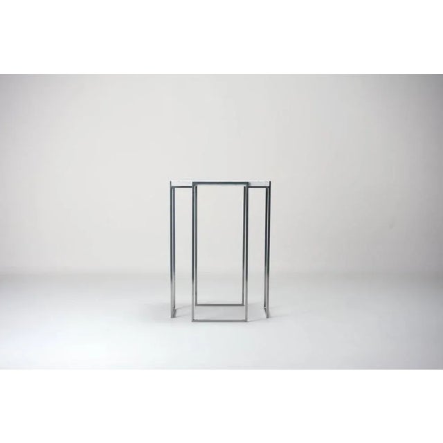 Not Yet Made - Made To Order Carrara Marble Kaus Cromo Side Table by Nicola Di Froscia for DFdesignlab For Sale - Image 5 of 7