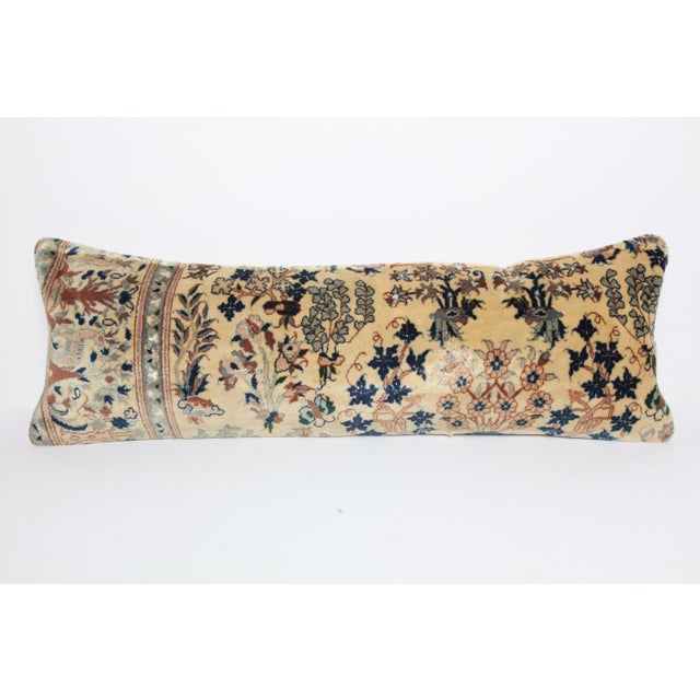 Authentic Vintage Rug Pillow Cover – Handwoven Floral Motif Throw Cushion Cover -12'' X 35'' For Sale - Image 10 of 11