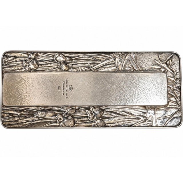 Asian Antique Early 20th Century Samurai Shokai Sterling Silver Desk Tray For Sale - Image 3 of 3