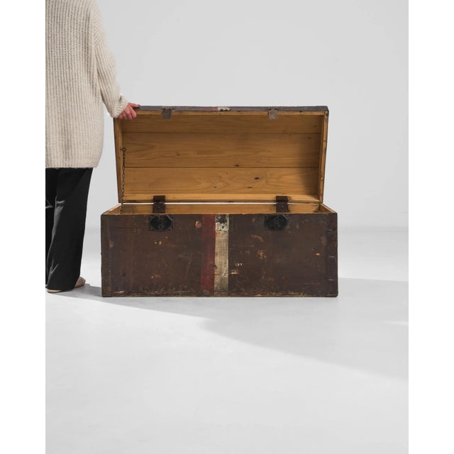 1900s French Wooden Trunk For Sale - Image 9 of 10