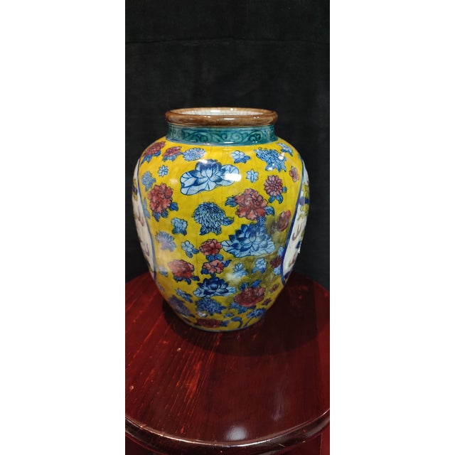 Chinese Ceramic Pot Qing Dynasty Kangxi Marked Yellow Ground Doucai Porcelain Jar Hand Painted Cloud and Dragon Pattern For Sale - Image 4 of 11