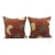 Applique African Raffia, Patchwork and Applique Brown Decorative Pillows - Set of 2 For Sale
