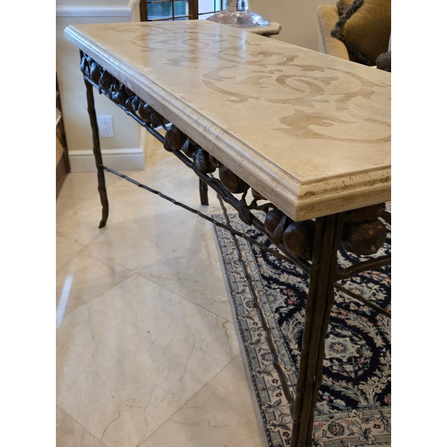 Late 20th Century Stunning Wrought Iron Console Table of Fruits and Twisted Branch Feet For Sale - Image 11 of 15