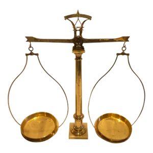 19th Century Large 39" Tall Polished Brass Decorative Scale Beam Balance