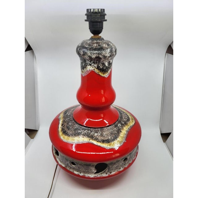 Vintage West German Red Ceramic Double Lighting, 1970s For Sale - Image 13 of 18