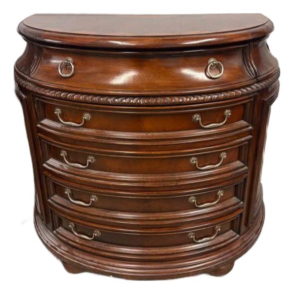 1950s Elevate Your Home With the Timeless Elegance of Our Regency-Style Mahogany Bowfront Chest, a Masterpiece From the Forbidden City Collection For Sale