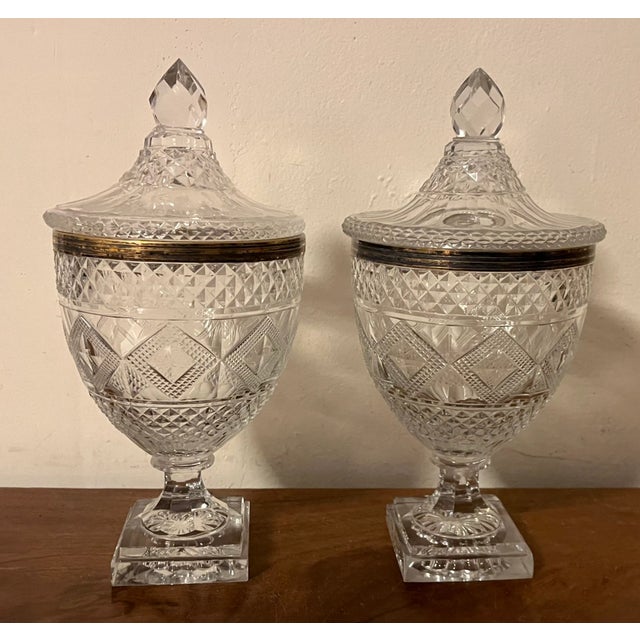 Antique 19th Century George III Anglo Irish Cut Crystal Glass Chestnut Urns - a Pair For Sale In New York - Image 6 of 12