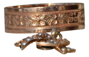 The Duxbury: Antique Victorian Rose Gold Band with Dangling Seed Pearl Pretzel