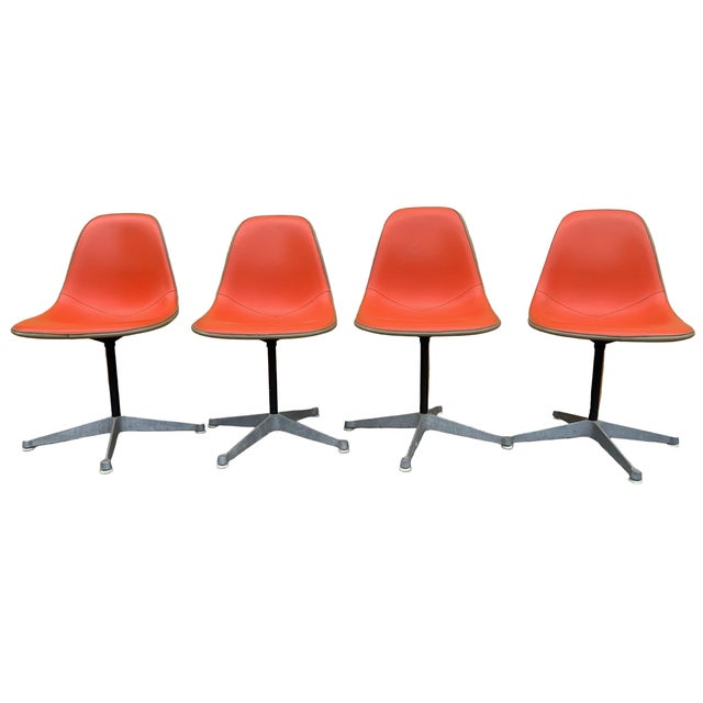 Herman Miller Mid Century Modern Herman Miller Swivel Shell Chairs in Orange - Set of 4 For Sale - Image 4 of 12