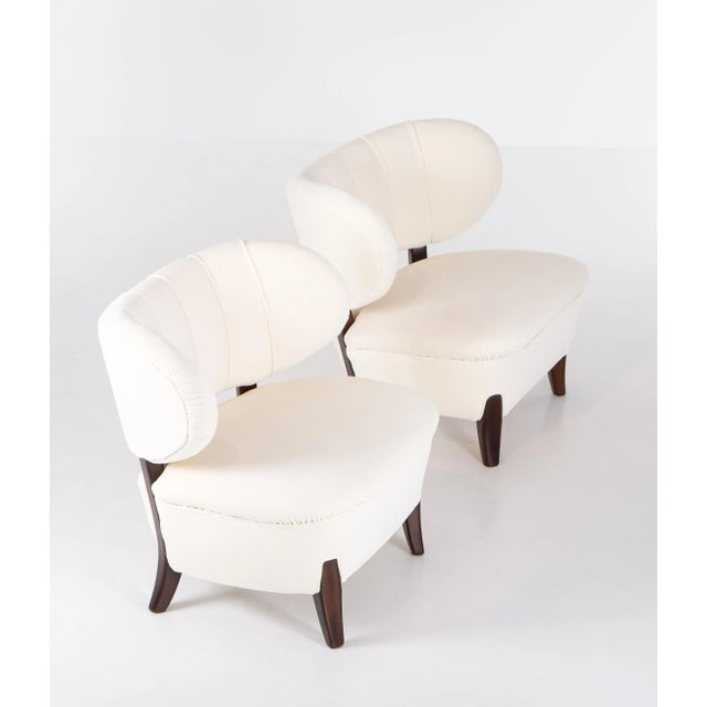 Ivory white velvet easy chairs by Otto Schulz, Boet, Sweden, 1940s. Reupholstred and restored, excellent condition. This...