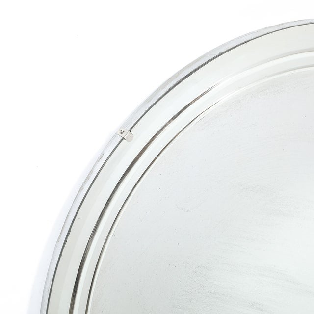 Art Deco Streamlined Machined Age Minimal Round Reversed Etched & Beveled Mirror For Sale - Image 9 of 12