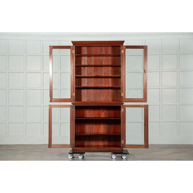 Circa 1870 19th century english mahogany glazed bookcase sku 1885 base w98 x d44 x h93 cm top w99 x d31 x h115 cm together...