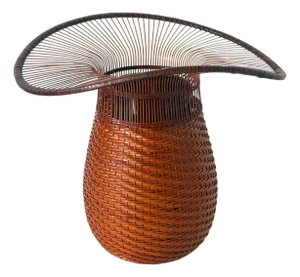 Japanese Woven Bamboo Ikebana Vase by Jin Morigami