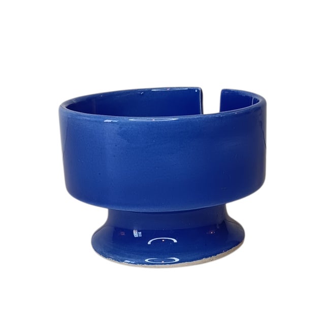 Mid-Century Modern Vintage Retro Personal Ashtray Ceramic Blue by Fitz and Floyd Deep Bowl - MCM For Sale - Image 3 of 10