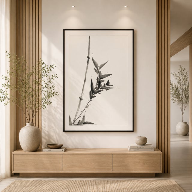 Black Hokusai Bamboo Study, Vintage Japanese Art Print, 20" X 30" For Sale - Image 8 of 11