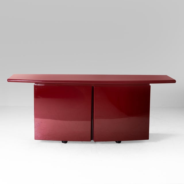 Red Lacquered Wooden Sideboard, 1970s For Sale - Image 15 of 15