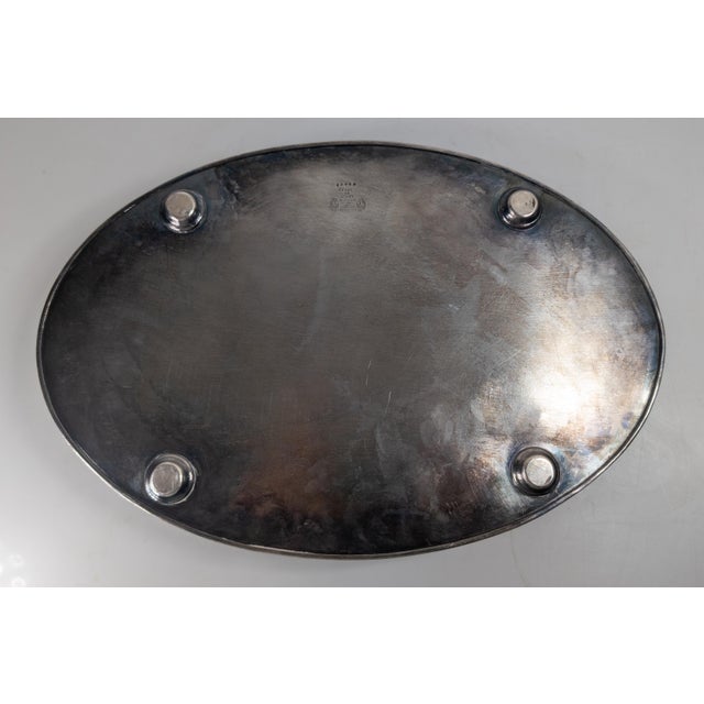 Mid-Century English Sheffield Silverplate Drinks Serving Tray With Gallery in Victorian Style For Sale - Image 11 of 12