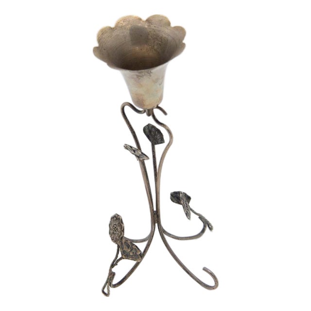 Silver Toothpick Holder with Flower-Shaped Chalice For Sale