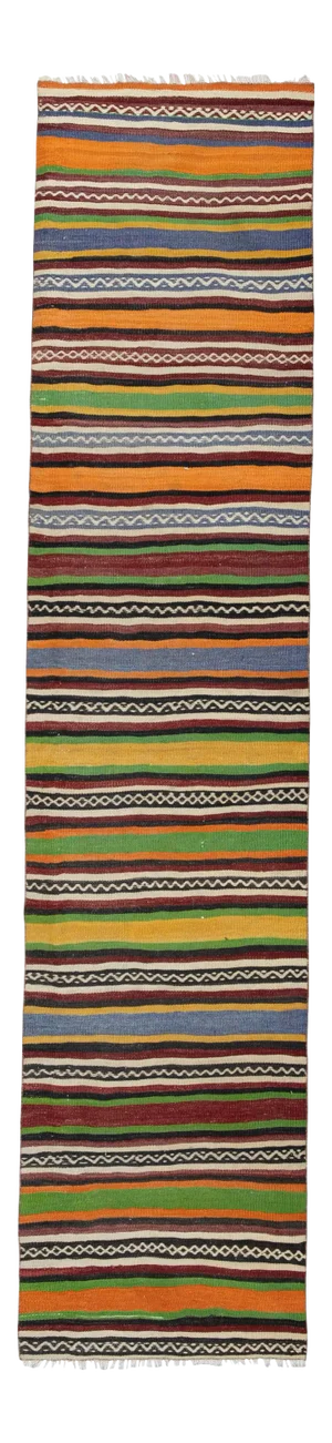 Long and Narrow Handmade Staircase Turkish Wool Kilim Runner 2'5" X 10'10"