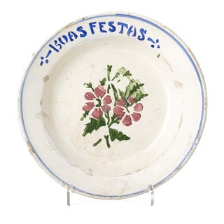 Talking Plate in Earthenware from Coimbra or Alcobaça For Sale